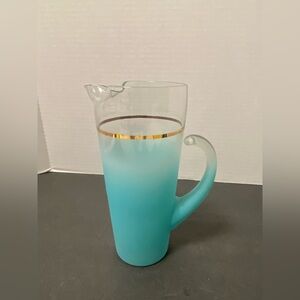 MCM Blendo turquoise frosted glass Pitcher